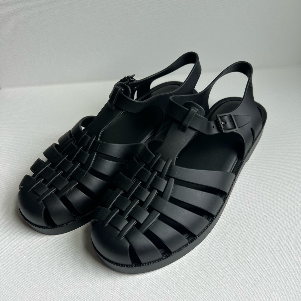 Melissa possession jelly fisherman sandals matte black nwot